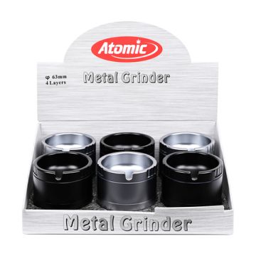 Alu Grinder mit Aschenbecher 4-teilig ø63 mm Schwarz und Chrom sortiert 