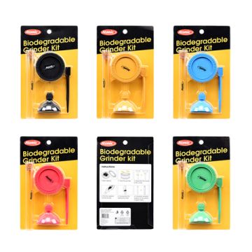 Hemp Grinder Set mit Funnel Sticks und Glas Tube 2-teilig ø50mm farblich sortiert 