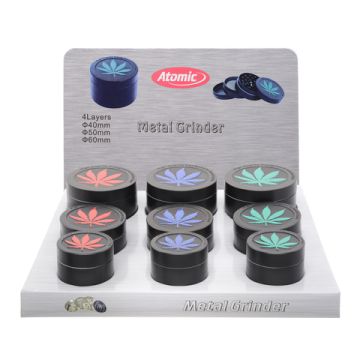 Metall Grinder Leaf 4-teilig 3 Größen sortiert Ø40+Ø50+ø60 3-farbig sortiert