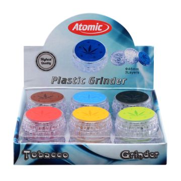 Plastik Grinder 3-teilig ø48mm 6-farbig mit PU Sticker sortiert
