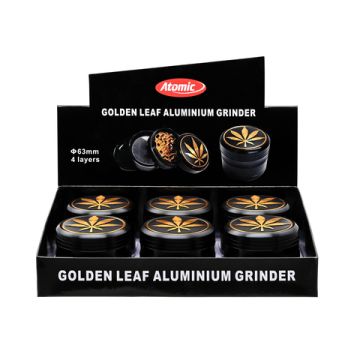 Aluminium Grinder Golden Leaf 4-teilig ø63mm Schwarz