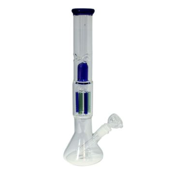Glas Bong 38cm Klar + Blau und Grün