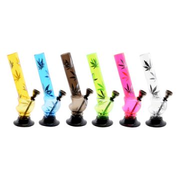 Mini Acryl Bong Leaf 15cm 6-farbig sortiert