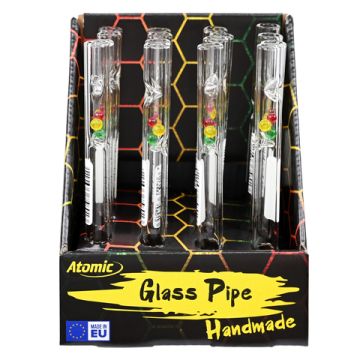 Glaspfeife Rasta Balls Transparent 12,5 cm / ø 11mm "Made in EU"