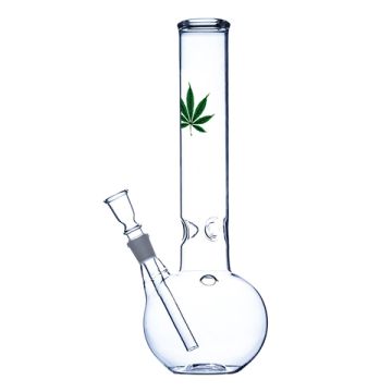 Glas Bong Leaf Design  36 cm ø 5cm 2-3mm Glasdicke 18,8mm Chillum Schliff