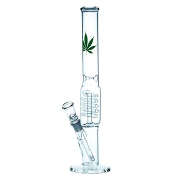 Glas Bong Leaf Design 39 cm ø 4-5cm 2-3mm Glasdicke 18,8mm Chillum Schliff