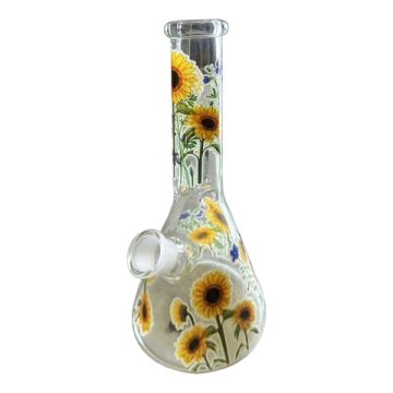 Glas Bong  Sonnenblumen 26 cm  5mm Glasdicke