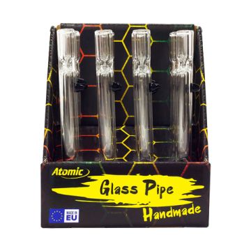 Glaspfeife Black Horn 12,5cm / ø 11 mm Transparent "Made in EU"