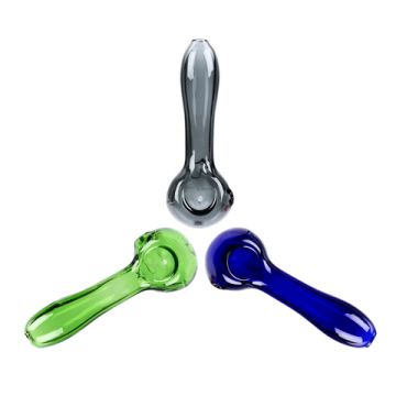 Mini Glaspfeife transparent 10cm / Glasdicke 3mm farblich sortiert 