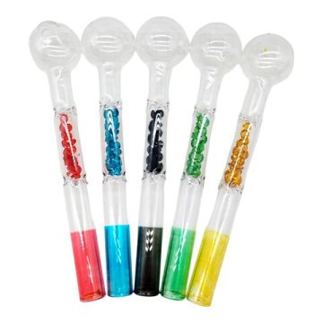 Glaspfeife Transparent mit bunten Diamanten in einem 30er Plastikbehälter 10cm    