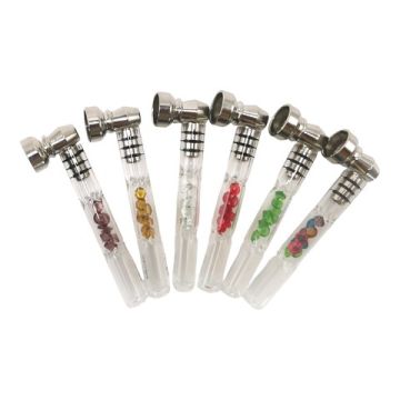 Glaspfeife mit einem Fach mit Diamanten 9,5 cm 6-farbig sortiert 