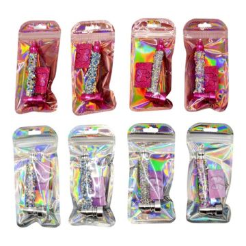 Metall Tabakpfeife 10cm inkl. Siebe Pink & Nickel sortiert