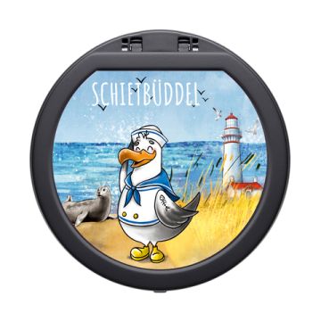 Rauchfrei Aschenbecher Schietbüddel matt schwarz mit Doming im Deckel  EVP