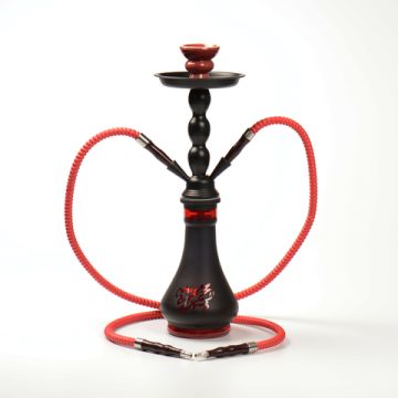 Wasserpfeife 45 cm 2 Schläuche Schwarz Rot