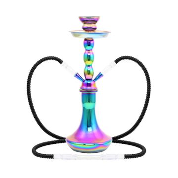 Wasserpfeife 45 cm 2 schwarze Schläuche Rainbow plated