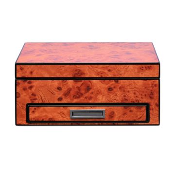 Set 4-teilig bestehend aus Wurzelholz Humidor mit Schublade, Aschenbecher, Cutter und Piercer 