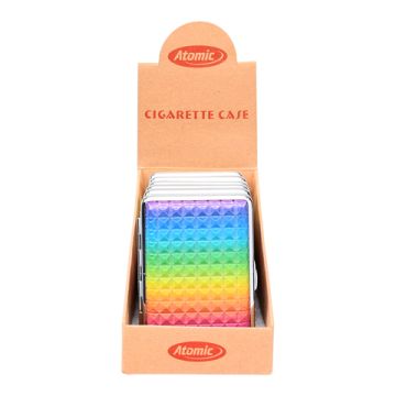 Zigarettenetui Metall mit Gummiband Rainbow Square sortiert