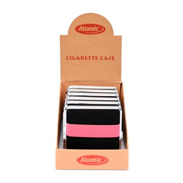 Zigarettenetui Metall KS mit Gummiband Schwarz mit buntem Gummiband sortiert