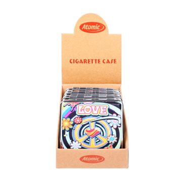 Zigarettenetui Metall KS mit Gummiband Love and Peace Designs sortiert
