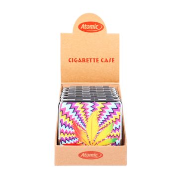 Zigarettenetui Metall KS mit Gummiband Leaf Designs sortiert
