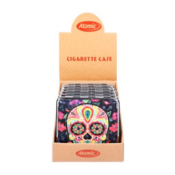 Zigarettenetui Metall KS mit Gummiband La Catrina 3D sortiert