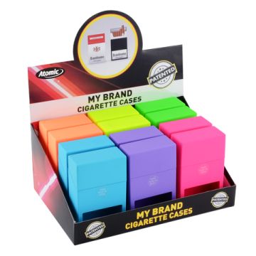 Zigaretten Sprungdeckelbox mit Aussparung  20er Neon Rubber 6-farbig sortiert