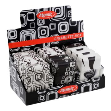 Zigarettenbox plus Halter Soft PU  Black&White verschiedene Designs