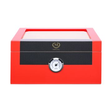 Humidor Medium mit Glas-Deckel für ca. 50-75 Zigarren rot