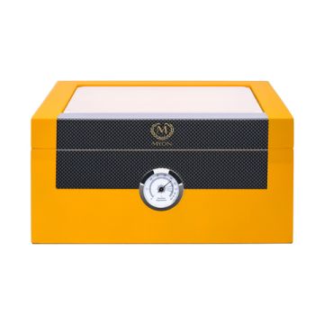 Humidor Medium mit Glas-Deckel für ca. 50-75 Zigarren gelb