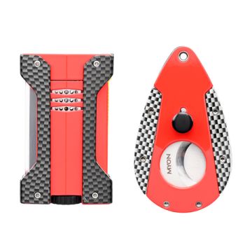 Set mit Jet Feuerzeug und Cutter Rot