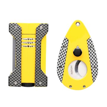 Set mit Jet Feuerzeug und Cutter Gelb