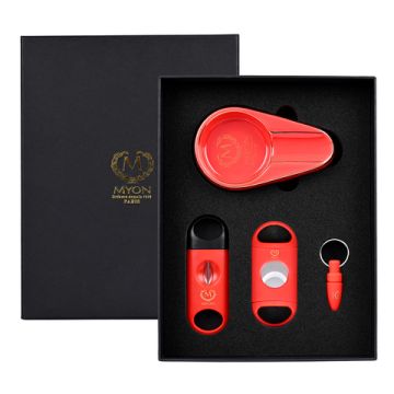 Set Claret 4-teilig Keramik Aschenbecher 7,5cm, Cutter, V-Cutter, Piercer Rot