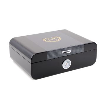 XL Humidor Racing Edition Schwarz mit Carbon Design für bis zu  25 Zigarren