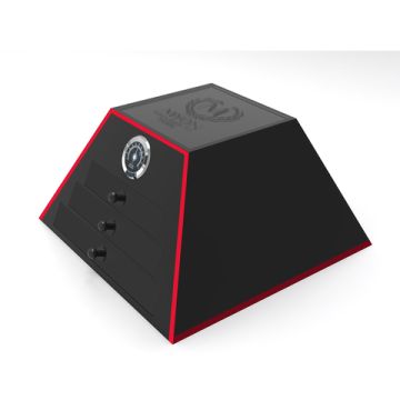 Humidor Pyramide Schwarz / Rot 330 x 330 x 170 mm Velvet Bottom Hygrometer 