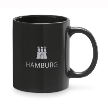 Hamburg Keramik Becher 350ml Schwarz mit Hamburg Logo 